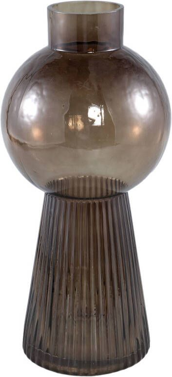 Ptmd Collection PTMD Ricca Brown glass vase bulb and cone base round L