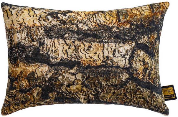 Ptmd Collection PTMD Rives Brown cotton velvet cushion bark print L
