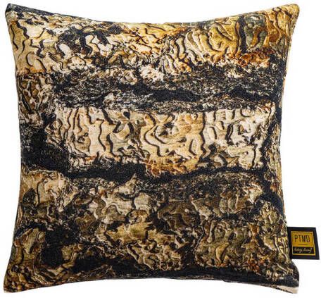 Ptmd Collection PTMD Rives Brown cotton velvet cushion bark print S