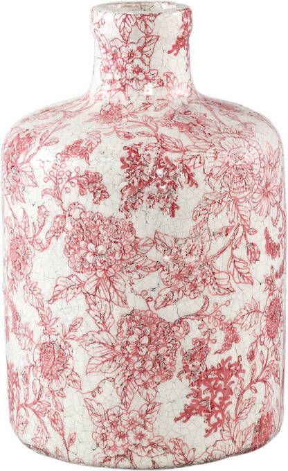 Ptmd Collection PTMD Rozy Red terracotta bottle round flower print L