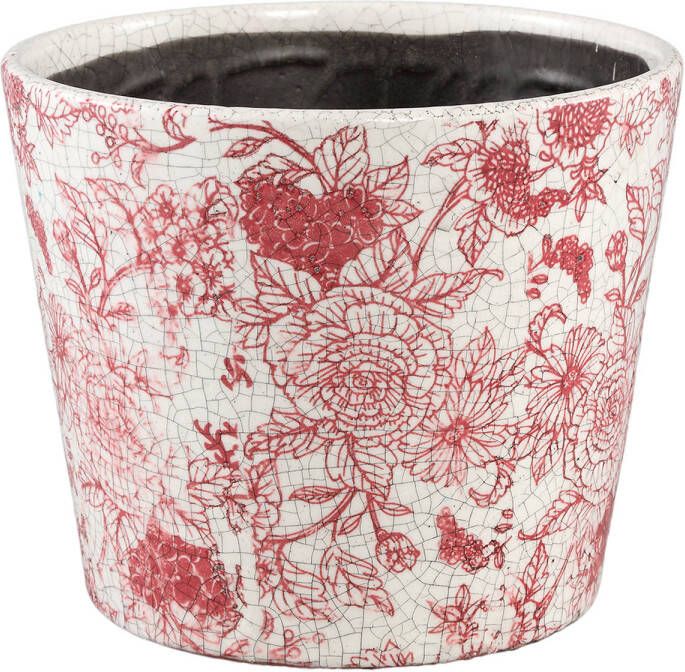 Ptmd Collection PTMD Rozy Red terracotta pot round flower print XL