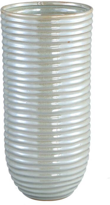 Ptmd Collection PTMD Ryll Pearl shiny ceramic pot ribbed round L