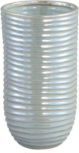 Ptmd Collection PTMD Ryll Pearl shiny ceramic pot ribbed round S