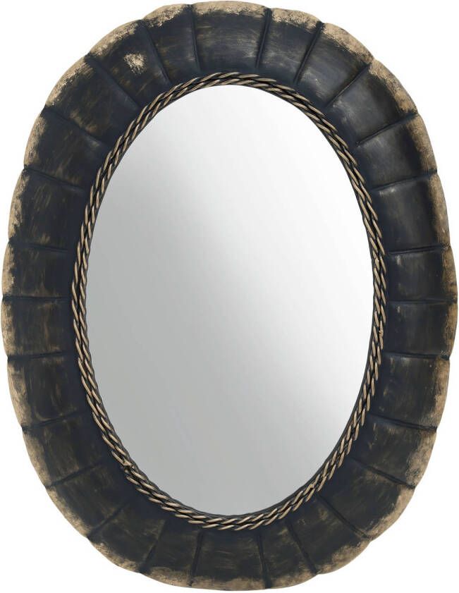 Ptmd Collection PTMD Seldor Grey iron wall mirror wavy shaped oval