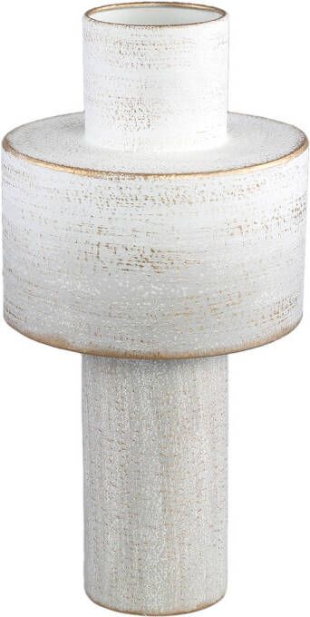 Ptmd Collection PTMD Shico White iron vase white wash round L