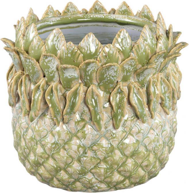 Ptmd Collection PTMD Tamiah Green ceramic pineapple shaped pot low M