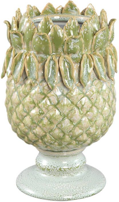 Ptmd Collection PTMD Tamiah Green ceramic pineapple shaped pot on base