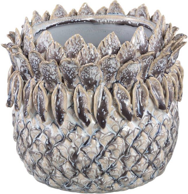 Ptmd Collection PTMD Tamiah Purple ceramic pineapple shaped pot low M