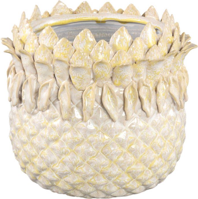 Ptmd Collection PTMD Tamiah Yellow ceramic pineapple shaped pot low L