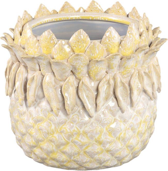 Ptmd Collection PTMD Tamiah Yellow ceramic pineapple shaped pot low M