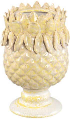 Ptmd Collection PTMD Tamiah Yellow ceramic pineapple shaped pot on base