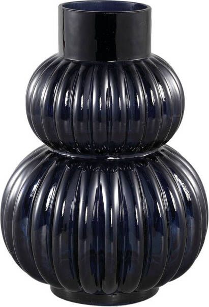 Ptmd Collection PTMD Uger Blue ribbed glass vase round structure