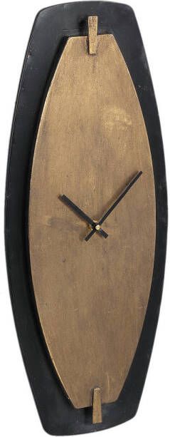 Ptmd Collection PTMD Zanni Gold metal wall clock on black shaped oval