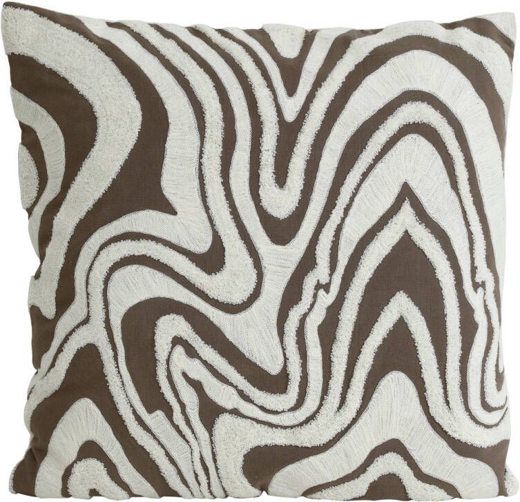 Ptmd Collection PTMD Zaraa Taupe cotton cushion weavy pattern square L