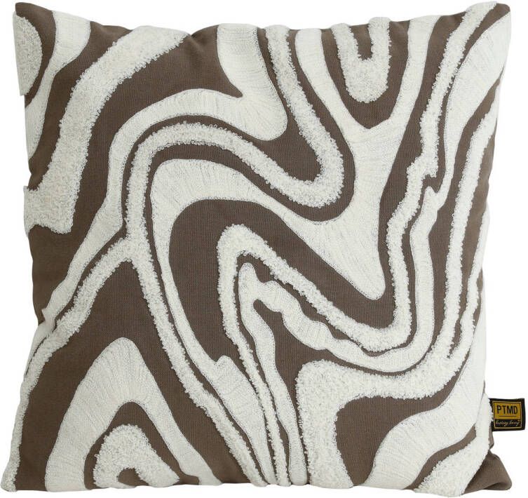 Ptmd Collection PTMD Zaraa Taupe cotton cushion weavy pattern square S