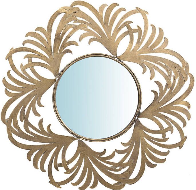 Ptmd Collection PTMD Zolas Gold metal wall mirror flower frame round
