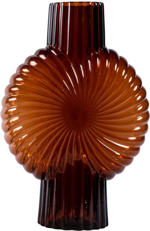Ptmd Collection PTMD Zugar Brown solid glass vase ribbed round L
