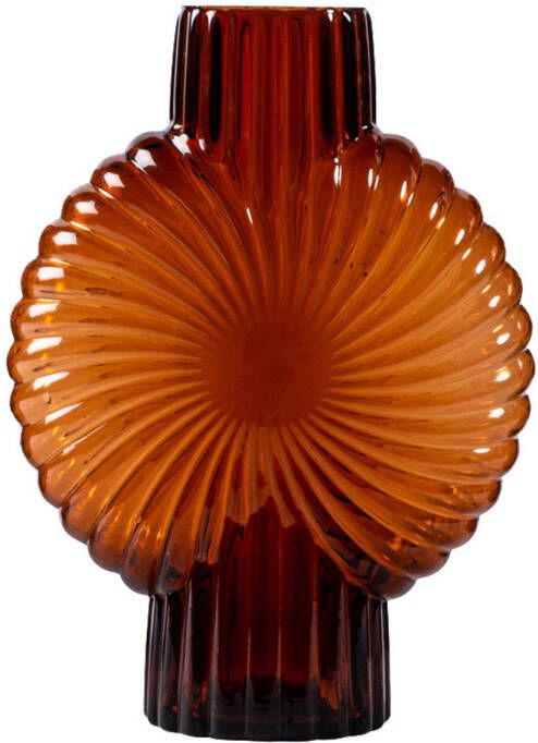 Ptmd Collection PTMD Zugar Brown solid glass vase ribbed round M