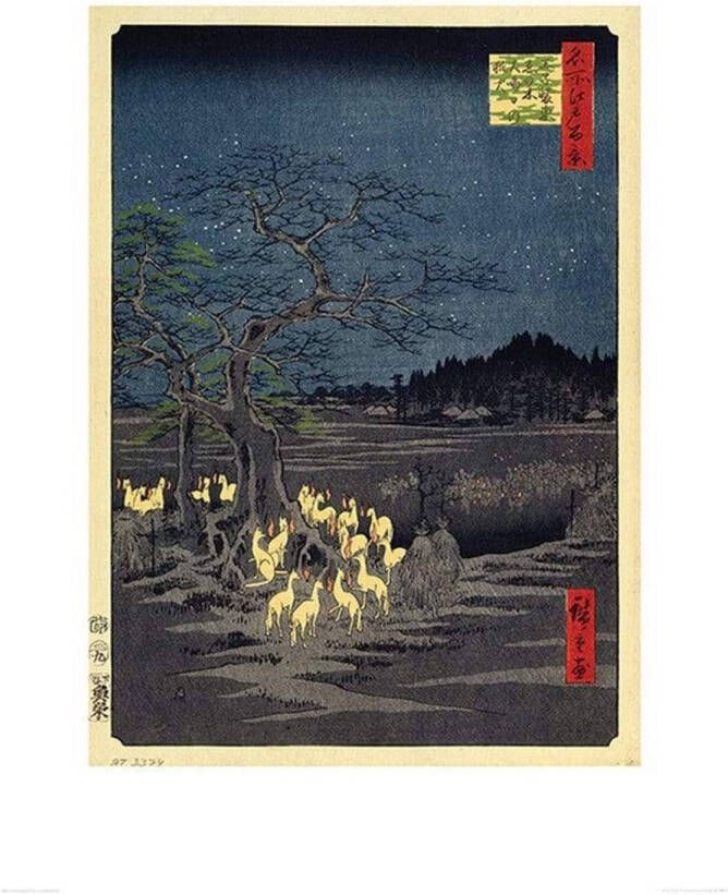 Pyramid Hiroshige Fox Fires on New Years Eve at the Changing Tree in Oji Kunstdruk 60x80cm