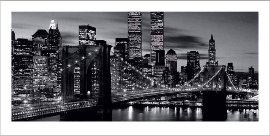 Pyramid Kunstdruk Brooklyn Bridge Black and White 100x50cm