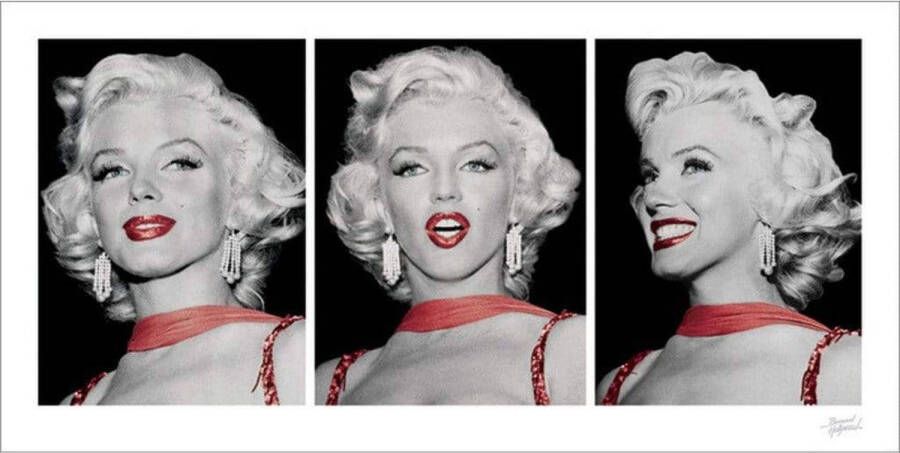 Pyramid Kunstdruk Marilyn Monroe Red Dress Triptych 100x50cm
