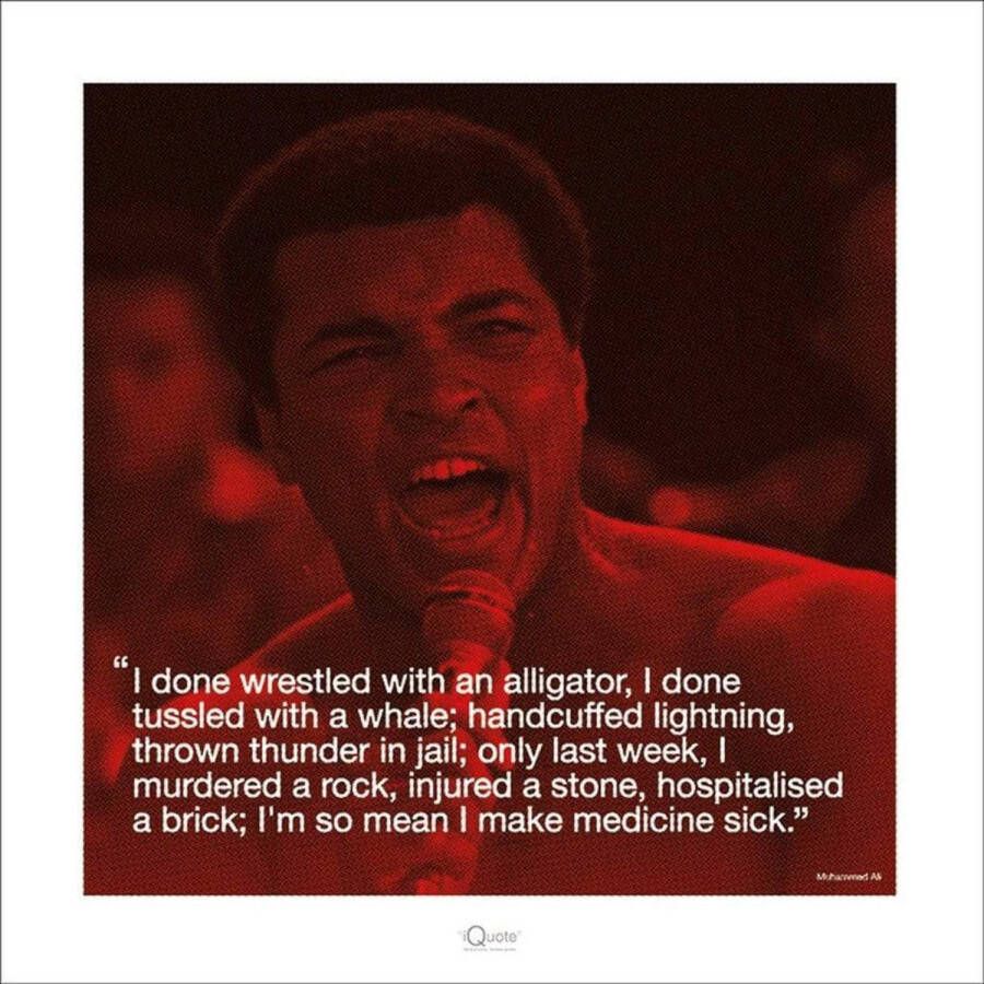 Pyramid Kunstdruk Muhammad Ali iQuote Sick 40x40cm