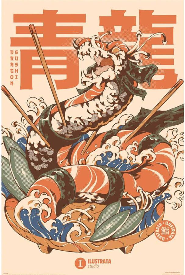 Pyramid Poster Ilustrata Dragon Sushi 61x91 5cm