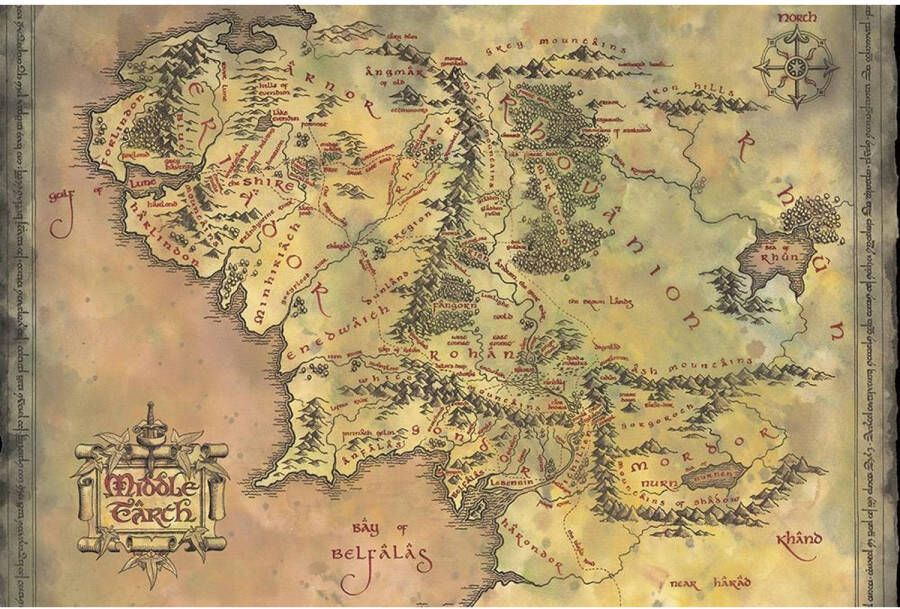 Pyramid The Lord of the Rings Middle Earth Map Poster 91 5x61cm