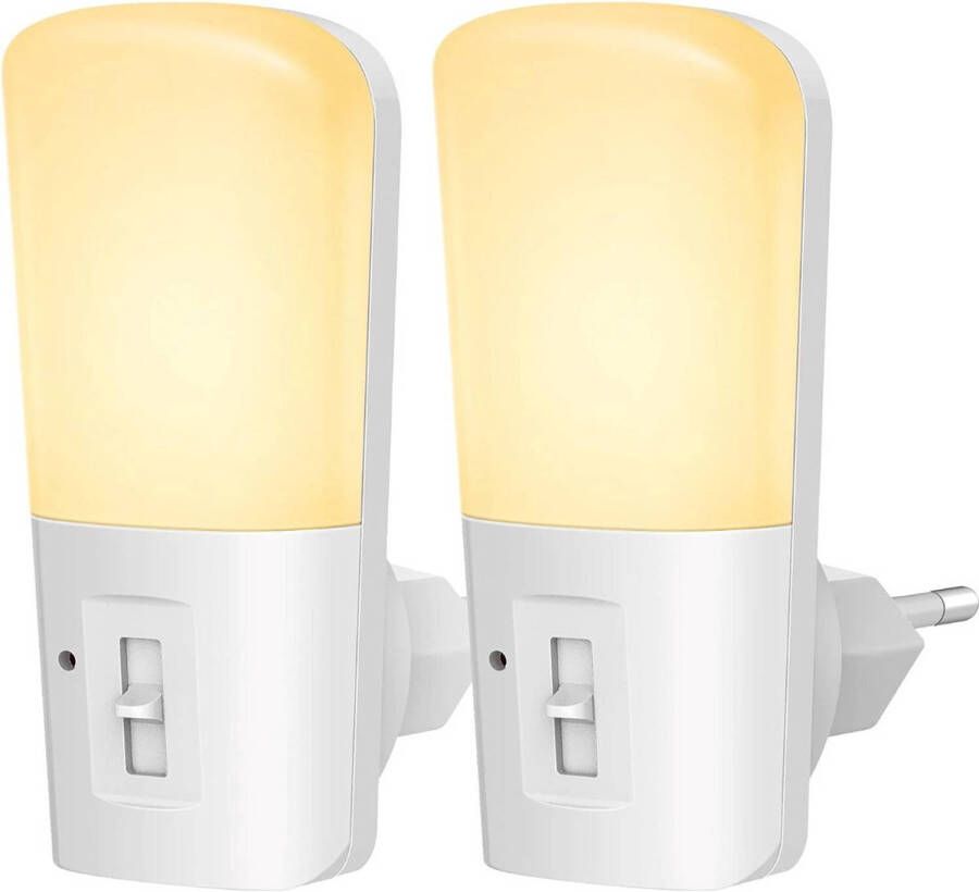 Qumax LED Nachtlampje Stopcontact 2 stuks Dimbare Nachtlampjes met Sensor Nachtlampje Babykamer Nacht Lamp
