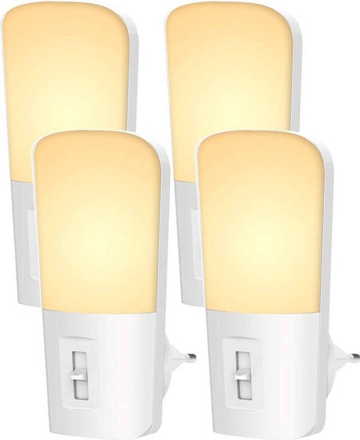Qumax LED Nachtlampje Stopcontact 4 stuks Dimbare Nachtlampjes met Sensor Nachtlampje Babykamer Nacht Lamp Dag e