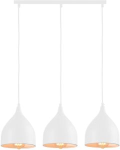 QUVIO Hanglamp modern 3 lichtpunten met stalen kappen 17 x 60 x 19 cm Wit