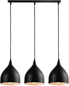 QUVIO Hanglamp modern 3 lichtpunten met stalen kappen 17 x 60 x 19 cm Zwart