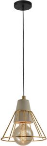 QUVIO Hanglamp industrieel Beton met prismavormige kooi Diameter 18 cm