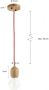QUVIO Hanglamp retro Houten pendel met rood snoer Diameter 6 cm - Thumbnail 1