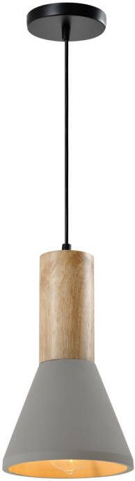 QUVIO Hanglamp langwerpig beton met hout grijs QUV5142L-GREY