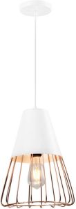 QUVIO Hanglamp langwerpig wit met rosegoud frame QUV5179L-WHITE