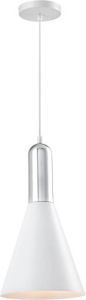 QUVIO Hanglamp modern Kegelvorm Zilveren bovenkant D 19 cm Wit