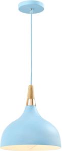 QUVIO Hanglamp retro Simplistisch hoog design Houten kop D 30 cm Blauw