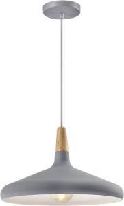 QUVIO Hanglamp Scandinavisch Laag design Houten kop D 38 cm Grijs