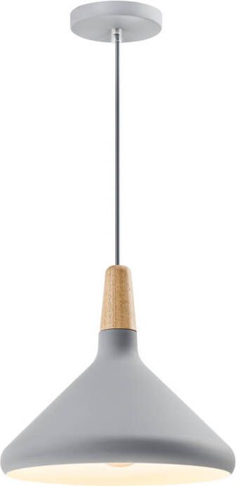 QUVIO Hanglamp Scandinavisch Hoog design Houten kop D 26 cm Grijs