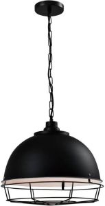 QUVIO Hanglamp industrieel Kettinglamp met stalen rooster D 42 cm Zwart