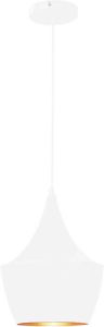QUVIO Hanglamp modern Rond met koperen binnenkant Diameter 25 cm Wit