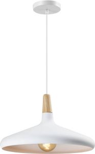QUVIO Hanglamp Scandinavisch Laag design Houten kop D 38 cm Wit