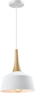 QUVIO Hanglamp Scandinavisch Minimalistisch Houten kop D 27 cm Wit
