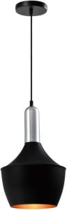 QUVIO Hanglamp modern Zilveren bovenkant D 25 cm Zwart