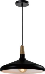 QUVIO Hanglamp Scandinavisch Laag design Houten kop D 38 cm Zwart