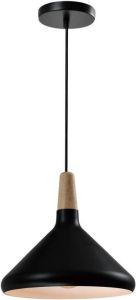 QUVIO Hanglamp Scandinavisch Hoog design Houten kop D 26 cm Zwart