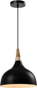 QUVIO Hanglamp Scandinavisch Simplistisch hoog design Houten kop D 30 cm Zwart
