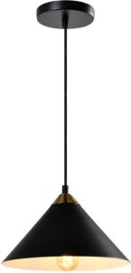 QUVIO Hanglamp retro Kegelvorm Gouden kop D 25 cm Zwart