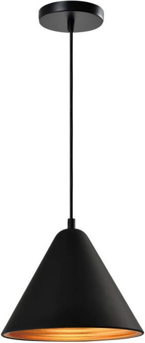 QUVIO Hanglamp retro Kegelvorm Gouden binnenkant D 24 cm Zwart